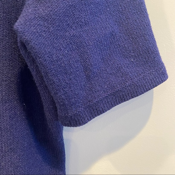 JENNIFER ROBERTS Knit Top Vintage 80’s Blue Wool Blend Short SleeveSize 14 - Picture 3 of 6